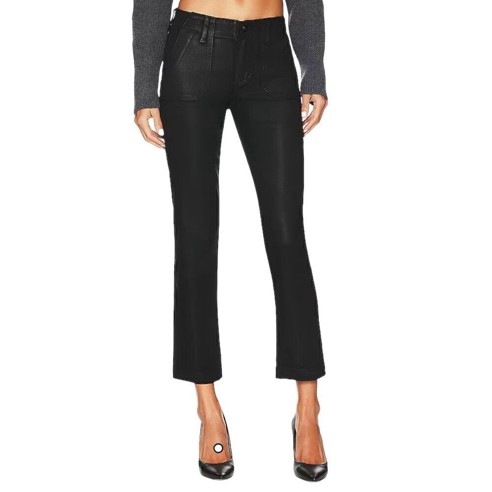 Paige Mayslie Straight Ankle in Black Fog Luxe Coating NWT Size 29